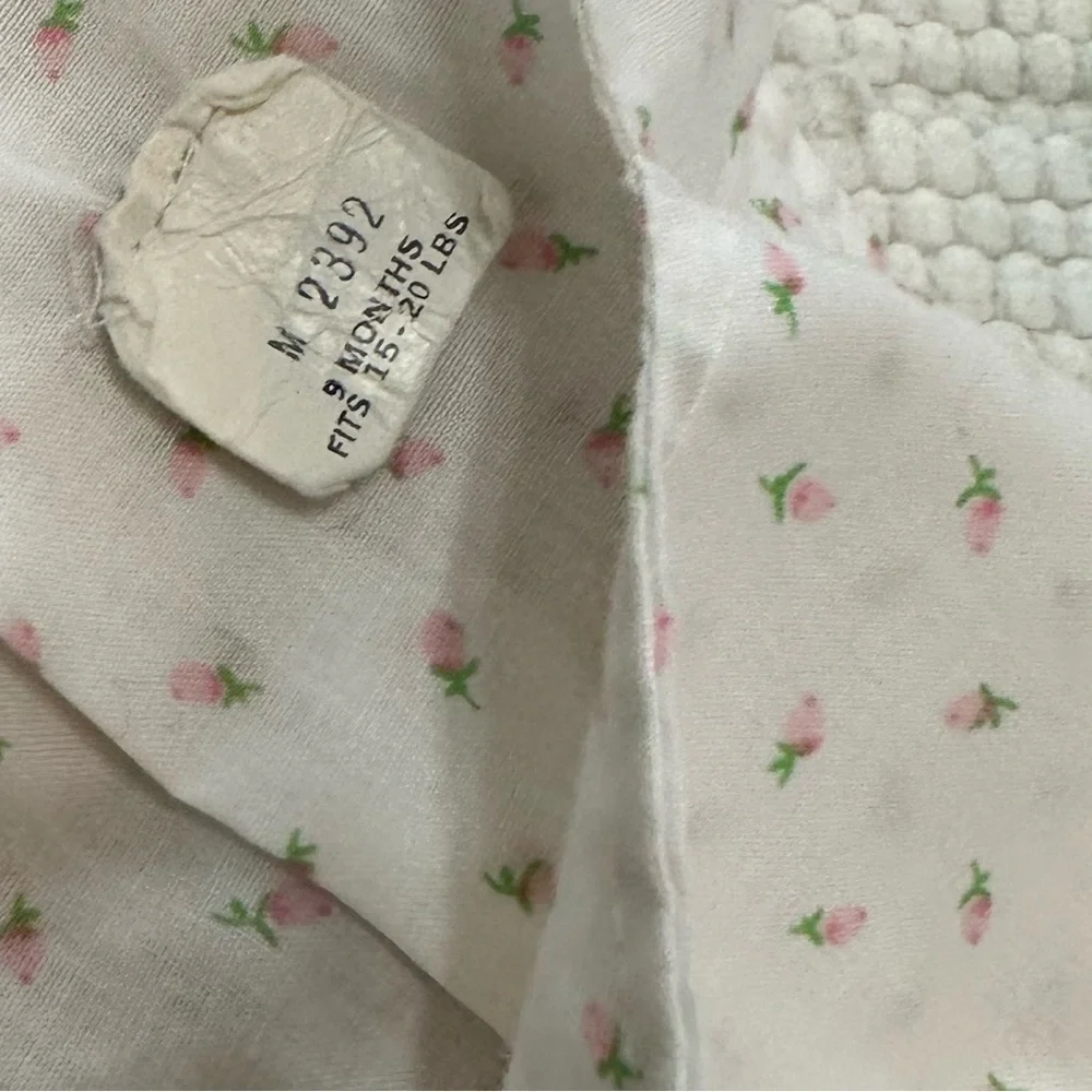 Vintage Baby Girl Delicate White Pink Tulip Floral Jumper Dress Size 9 Months